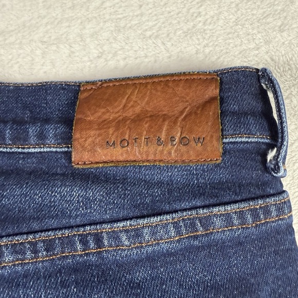 Mott & Bow Jeans Mens 34x30 Blue Slim Stretch Preppy Mid Rise Dark Wash Denim - Picture 9 of 16